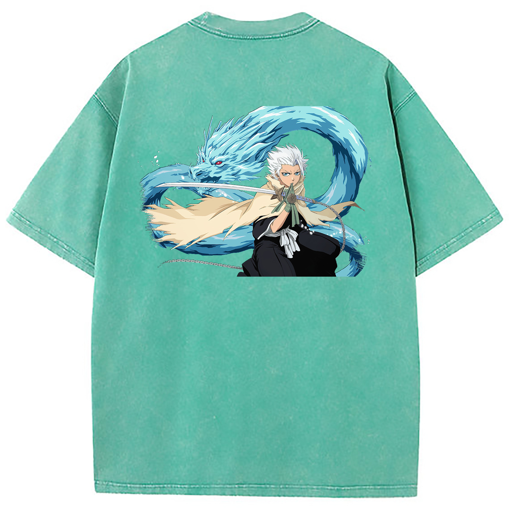 （画像用） ブリーチ 日番谷冬獅郎（ひつがや とうしろう） BLEACH Hitsugaya Toushirou 綿100% ヴィンテージ風 半袖Tシャツ（背面プリント）